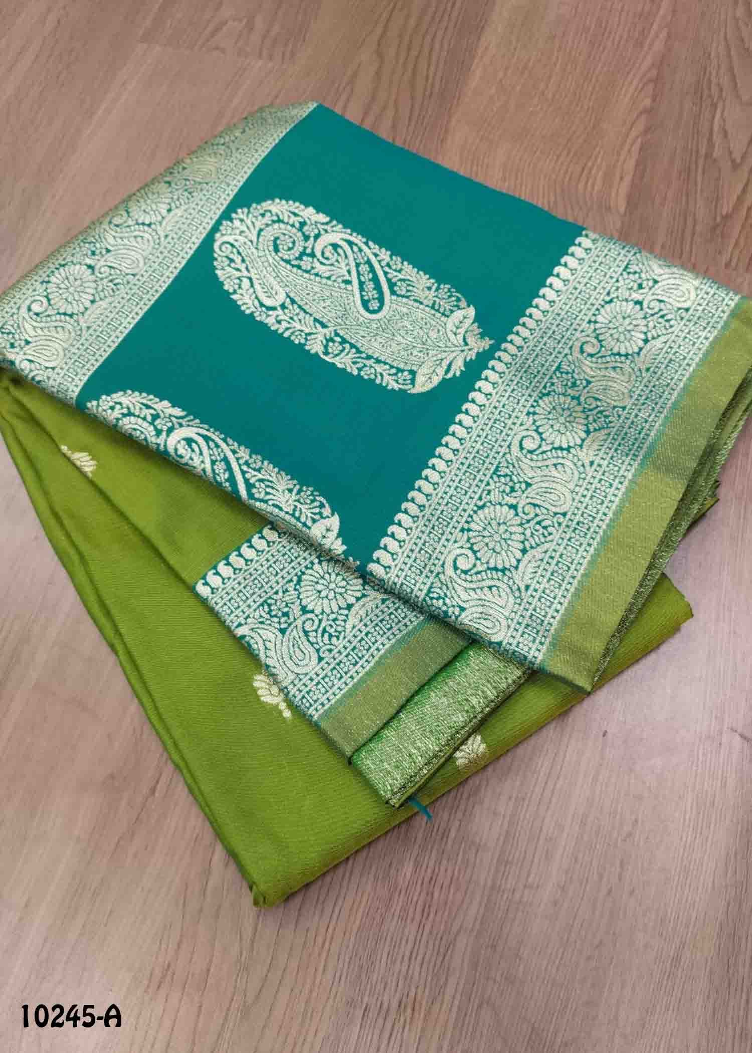Iyalini -10245-A OliveGreen Color Traditional Banaras Saree CM1479385 (LR4B)
