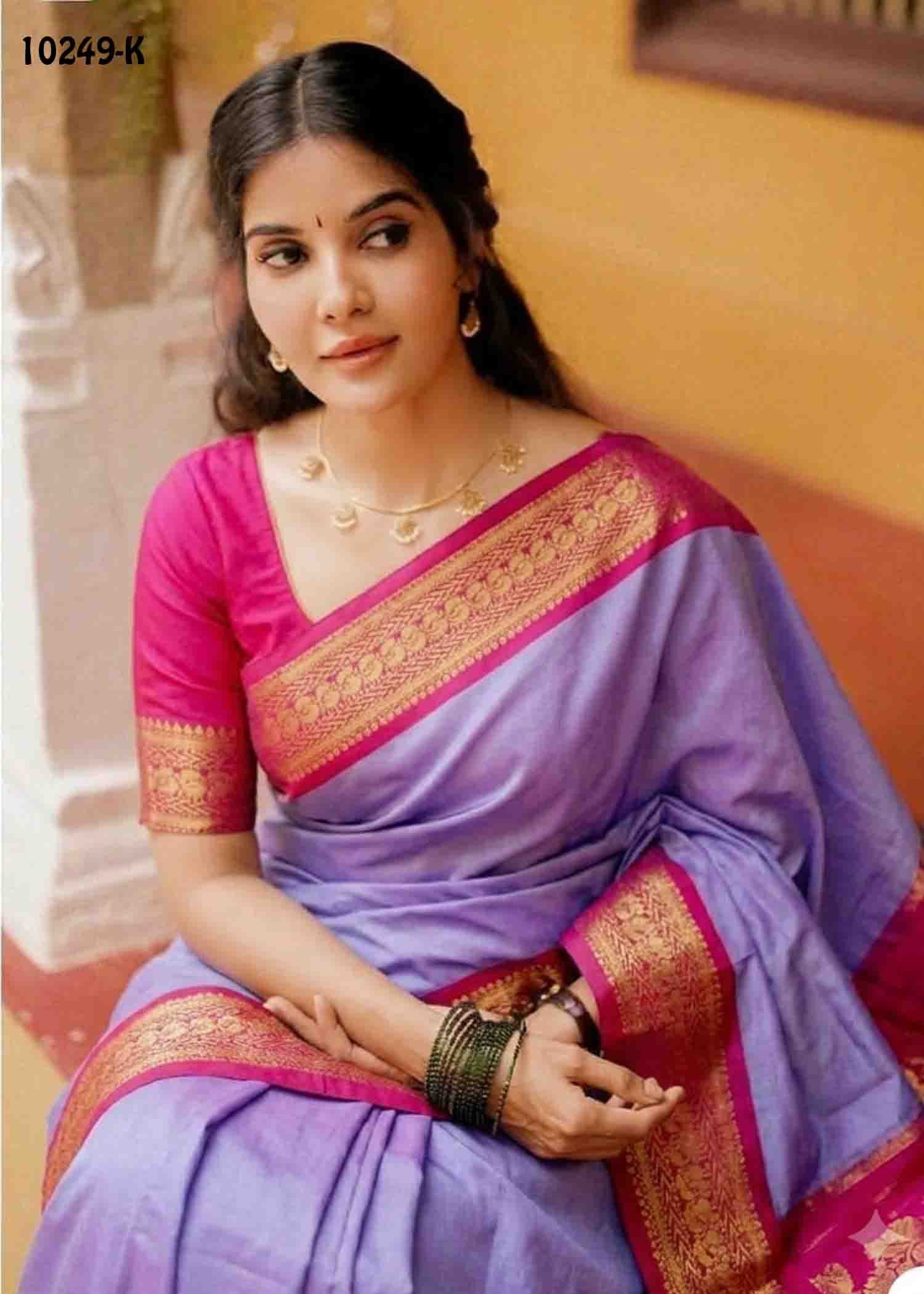 Migazha -10249-K Lavander Color Traditional Aura Silk Saree CM1474792 (LR4B)