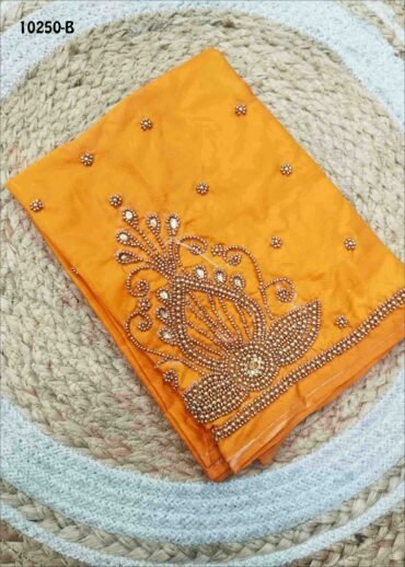 Thilaha -10250-B  Mango Yellow Color Silk Cotton Aari Work Blouse Material CM1485042 (LR4B)