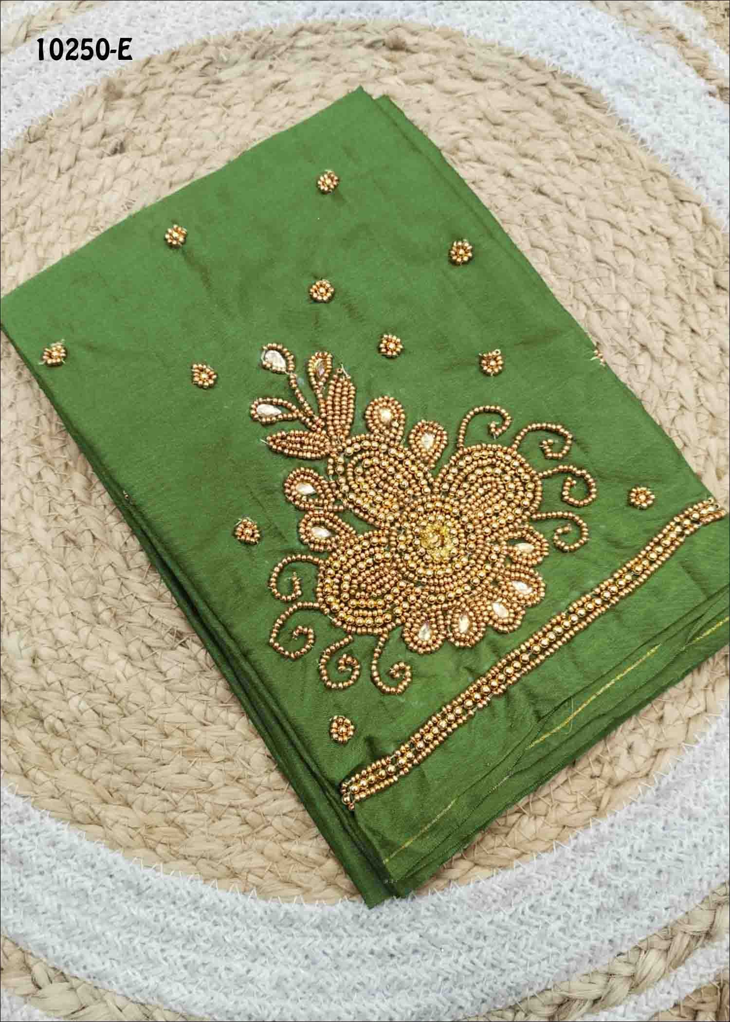 Thilaha -10250-E Lime Green Color Silk Cotton Aari Work Blouse Material CM1485042 (LR4B)