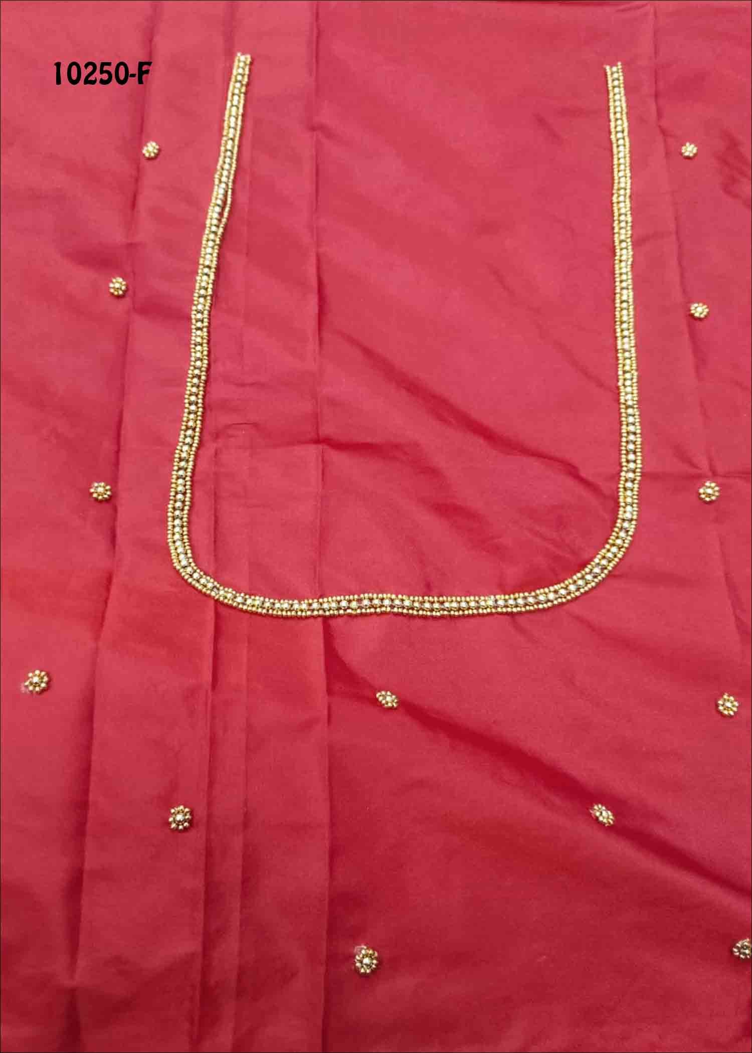 Thilaha -10250-F Red Color Silk Cotton Aari Work Blouse Material CM1485042 (LR4B)
