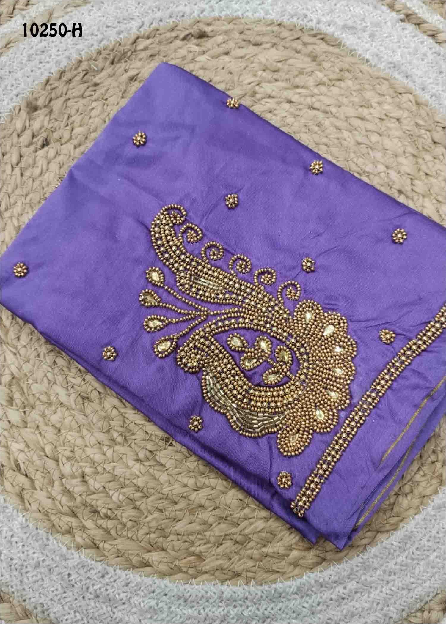 Thilaha -10250-H Violet Color Silk Cotton Aari Work Blouse Material CM1485042 (LR4B)