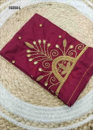 Thilaha -10250-L  Maroon Color Silk Cotton Aari Work Blouse Material CM1485042 (LR4B)