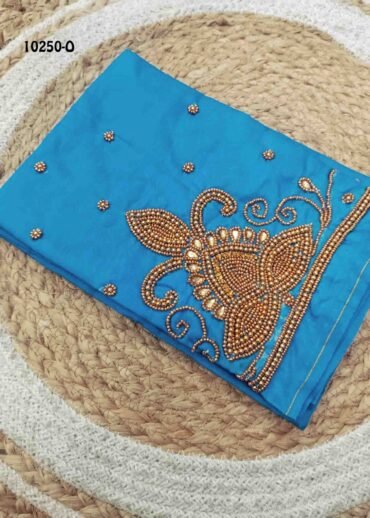 Thilaha -10250-O  Sky Blue Color Silk Cotton Aari Work Blouse Material CM1485042 (LR4B)