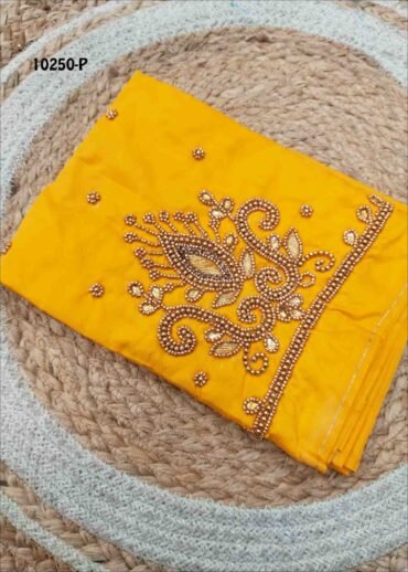 Thilaha -10250-P  Yellow Color Silk Cotton Aari Work Blouse Material CM1485042 (LR4B)