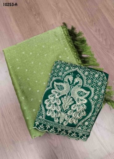Sangavi -10253-A  Basilgreen Color Trendy Shimmer Chiffon Saree CM14747455 (LR4E)