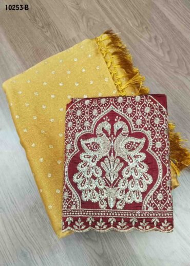 Sangavi -10253-B  Mustard Color Trendy Shimmer Chiffon Saree CM14747455 (LR4E)