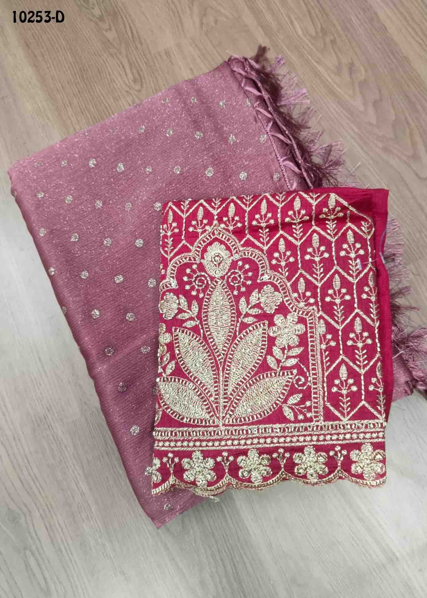 Sangavi -10253-D Rosewood Color Trendy Shimmer Chiffon Saree CM14747455 (LR4E)