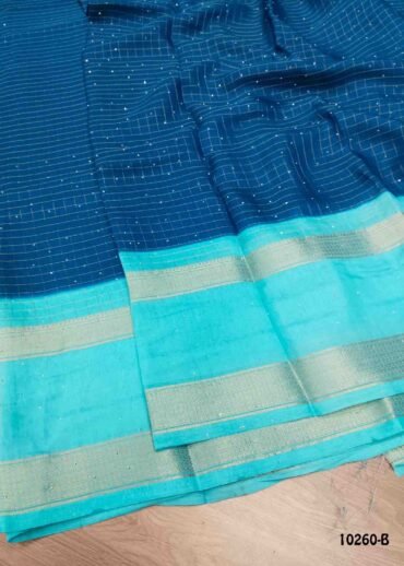 Krithika -10260-B  PeacockBlue Color Fancy Moss Chiffon Saree CM1475308 (LR6E)