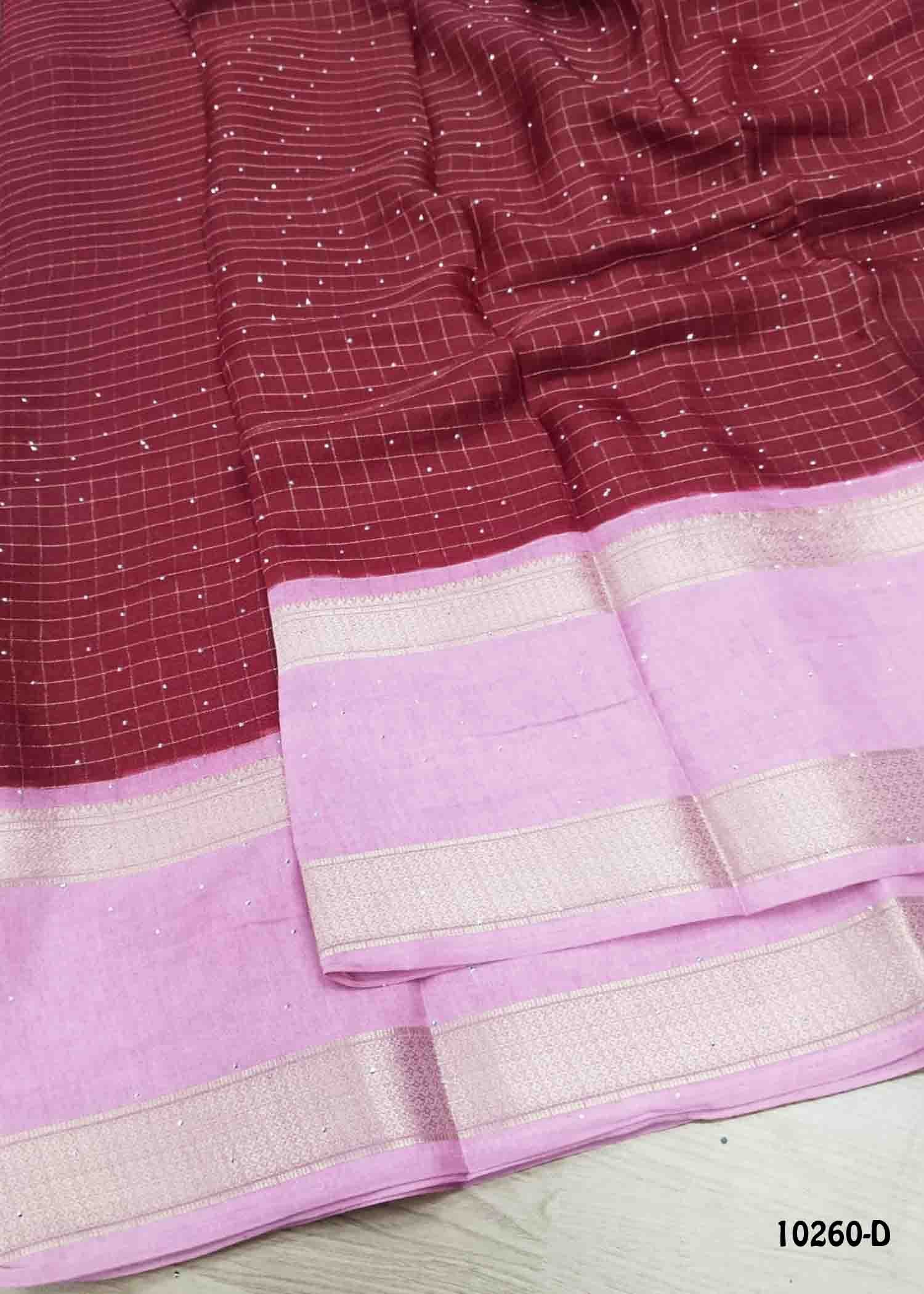Krithika -10260-D Maroon Color Fancy Moss Chiffon Saree CM1475308 (LR6E)