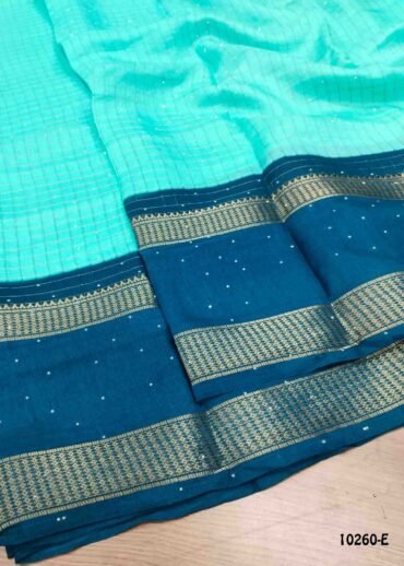 Krithika -10260-E  Cyan Color Fancy Moss Chiffon Saree CM1475308 (LR6E)