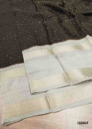 Krithika -10260-F  DarkBrown Color Fancy Moss Chiffon Saree CM1475308 (LR6E)