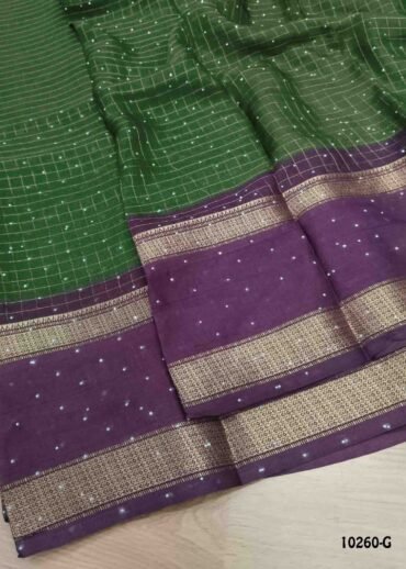 Krithika -10260-G  ArmyGreen Color Fancy Moss Chiffon Saree CM1475308 (LR6E)