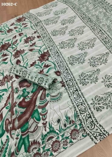 Vansika -10262-C  Tan Color Kalamkari Printed Pure Cotton Saree CM1461489 (RR1D)