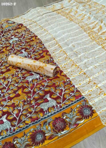 Vansika -10262-F  Yellow Color Kalamkari Printed Pure Cotton Saree CM1461489 (RR1D)