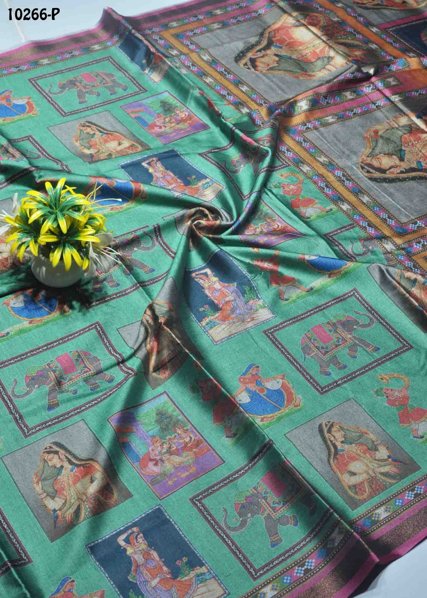 Srinithya -10266-P Green Color Excellent Fancy Cotton Saree CM1477630 (RR2C)
