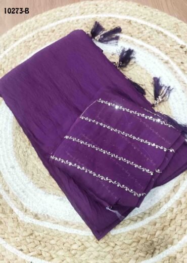 Divyasree -10273-B  Purple Color Excellent Crushed Chiffon Saree CM1490938 (RR1D)