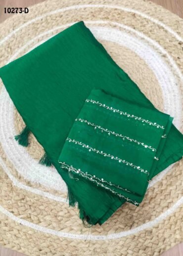 Divyasree -10273-D  LeafGreen Color Excellent Crushed Chiffon Saree CM1490938 (RR1D)