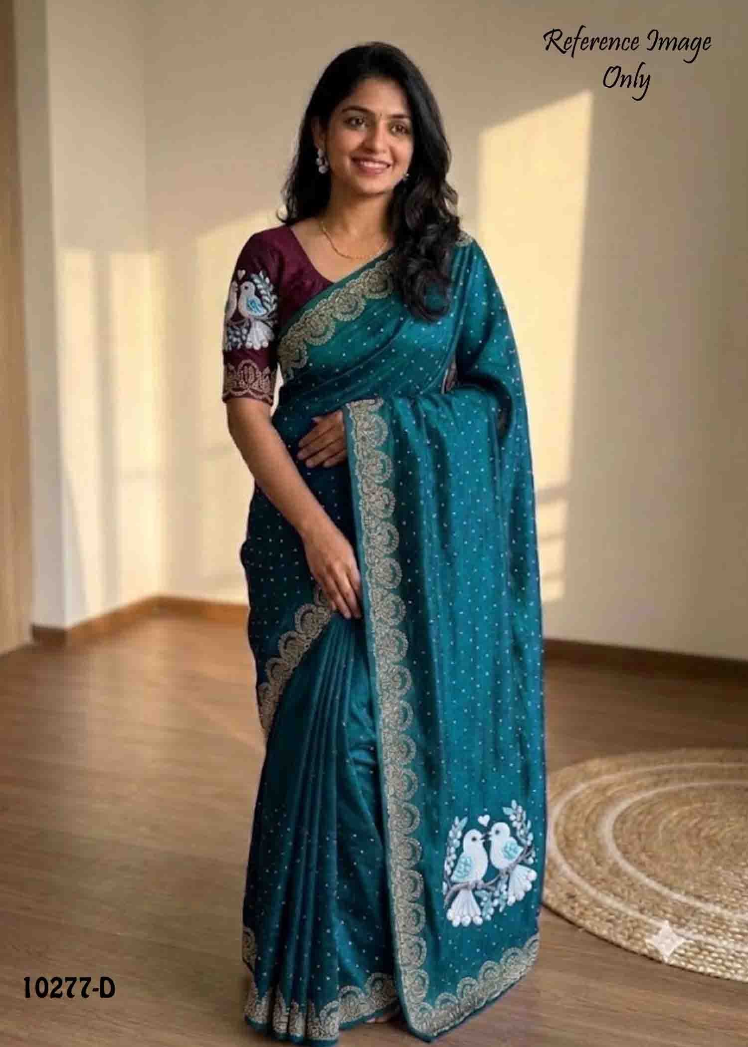 Sabana -10277-D Cyan Color Excellent Space Silk Saree CM1485069 (RR2E)