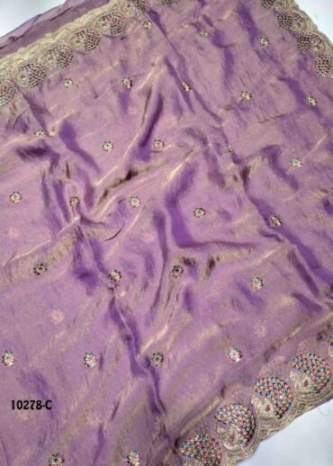 Samiksha -10278-C  LightPurple Color Premium Crushed Chiffon Saree CM1487623 (RR2E)