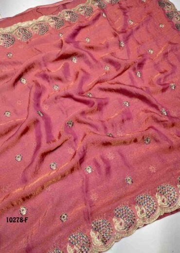 Samiksha -10278-F  DesireRed Color Premium Crushed Chiffon Saree CM1487623 (RR2E)