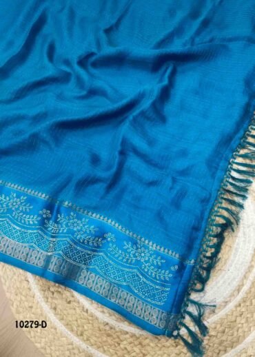 Megana -10279-D  PeacockBlue Color Trendy Moss Chiffon Saree CM1473881 (RR4C)