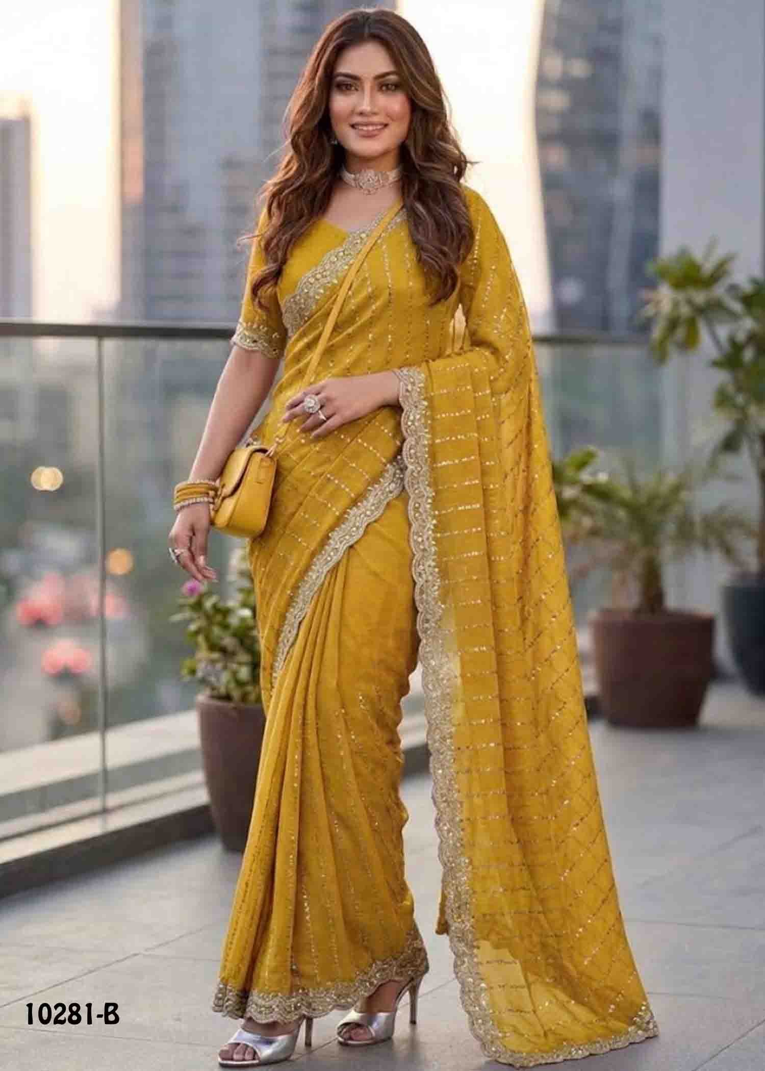 Anushka -10281-B Yellow Color Premium Crushed Space Silk Saree CM1487624 (RR5B)