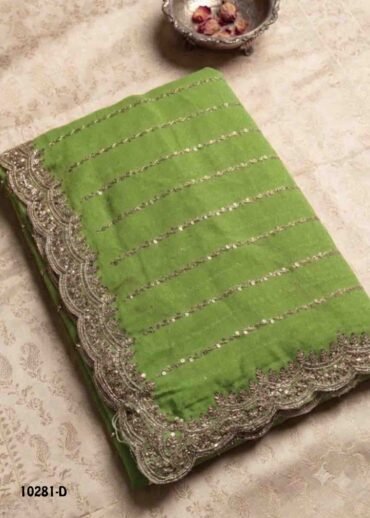 Anushka -10281-D  SageGreen Color Premium Crushed Space Silk Saree CM1487624 (RR5B)