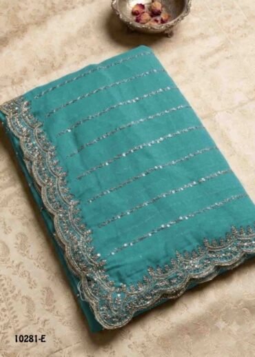 Anushka -10281-E  CelesteBlue Color Premium Crushed Space Silk Saree CM1487624 (RR5B)