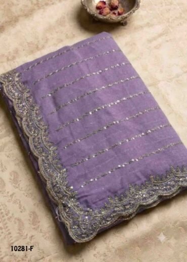 Anushka -10281-F Lavender Color Premium Crushed Space Silk Saree CM1487624 (RR5B)