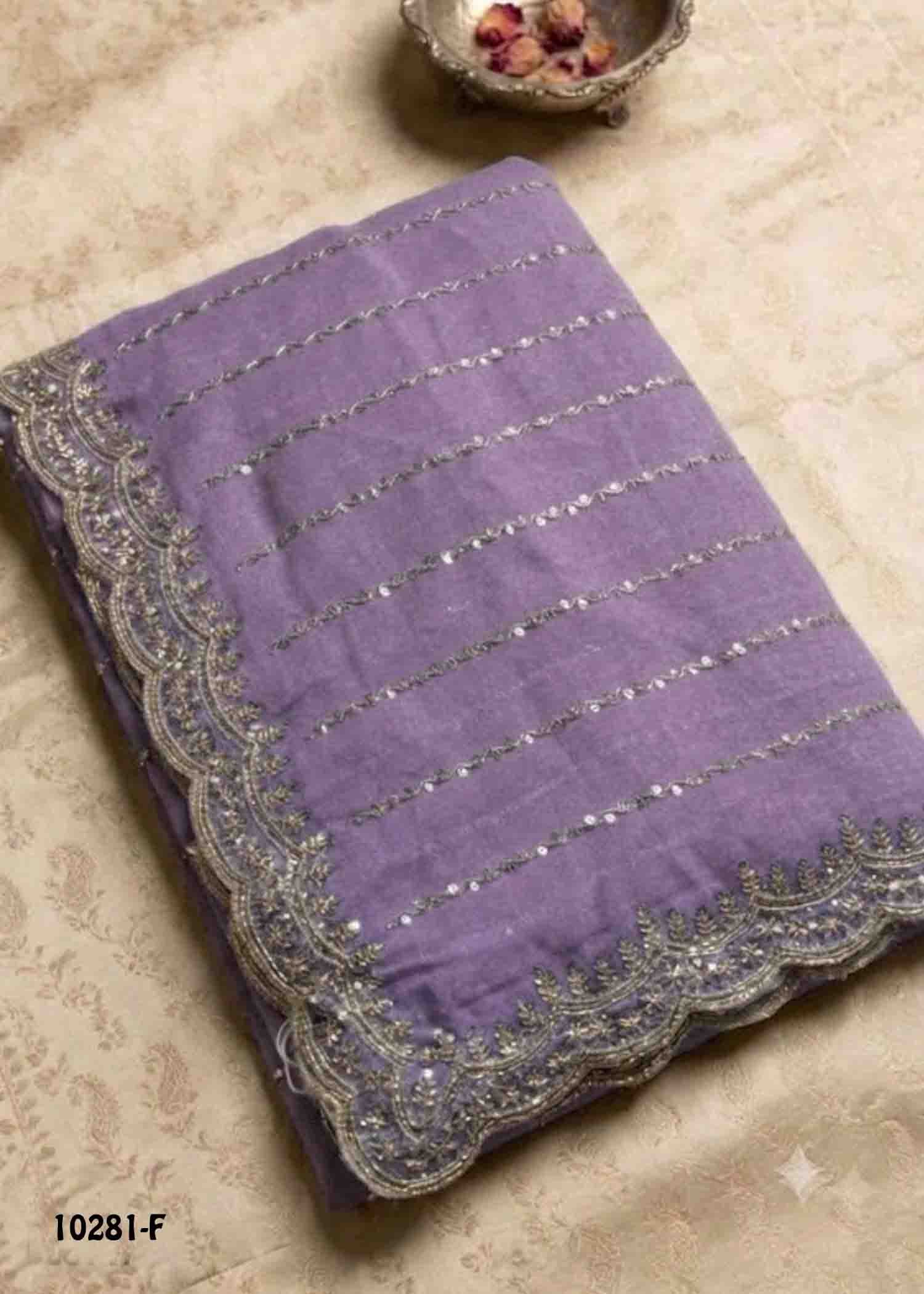 Anushka -10281-F Lavender Color Premium Crushed Space Silk Saree CM1487624 (RR5B)