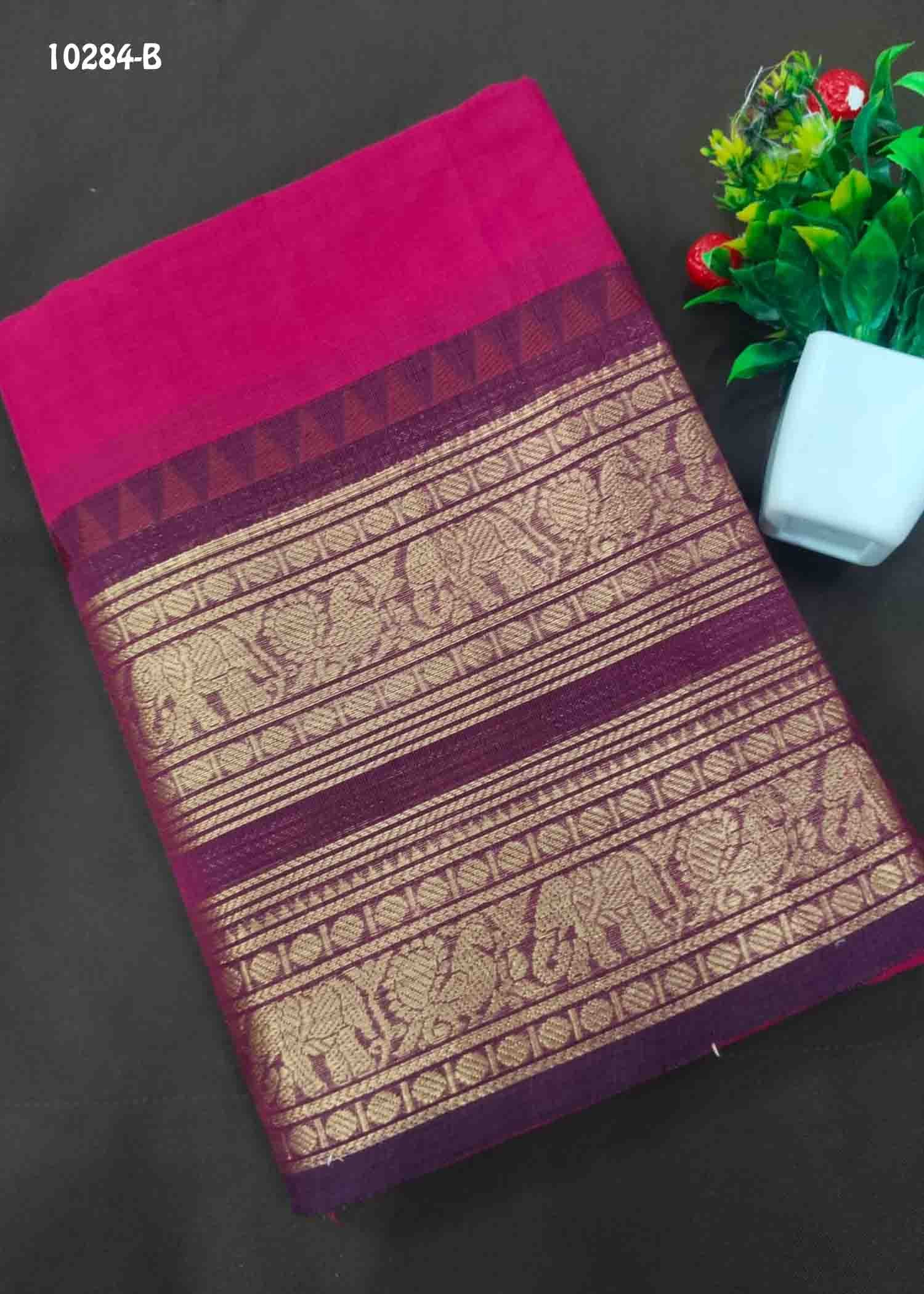 Teajaswini -10284-B Pink Color Traditional Chettinad Cotton Saree CM1493680 (RR6B)