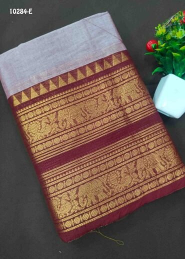 Teajaswini -10284-E  LightGrey Color Traditional Chettinad Cotton Saree CM1493680 (RR6B)