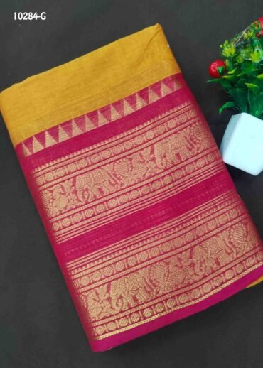 Teajaswini -10284-G  BrightYellow Color Traditional Chettinad Cotton Saree CM1493680 (RR6B)