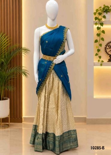 Navya -10285-B  Halfwhite Color Women's Semi Stitched Dhavani Set With Free Accessories CM1494419 (RR3E)