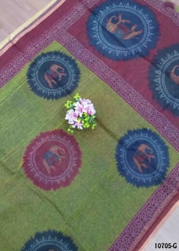 Anandhi -10705-G Olivegreen Color Excellent Linen Cotton Saree CM1479707 (RR3C)
