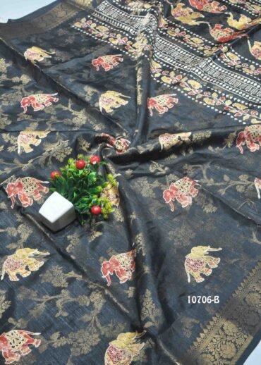 Srilekha -10706-C Black Color Excellent Raw Silk Saree CM1485180 (RR3C)
