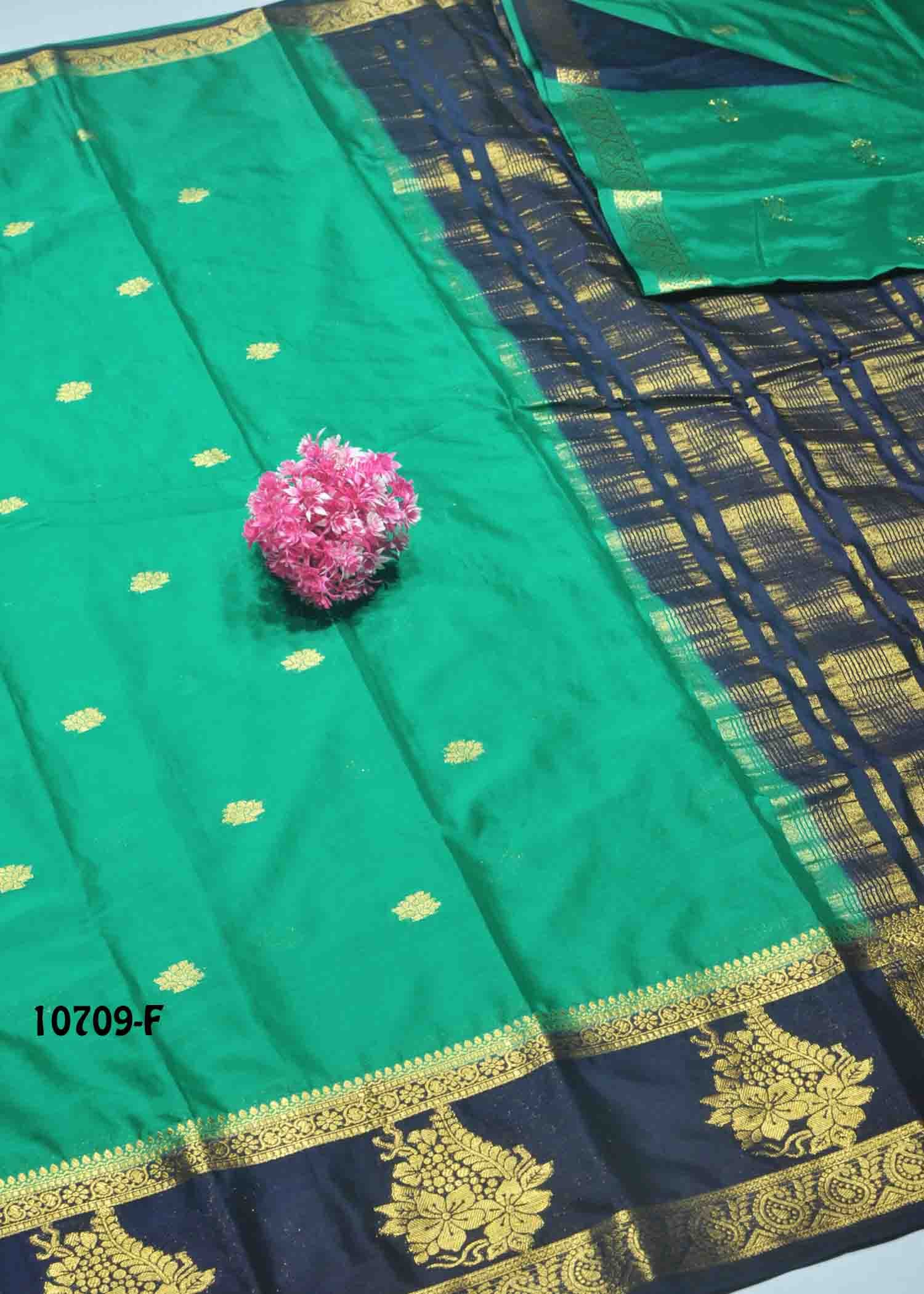 Nethra -10709 -F Green Color Excellent Mysore Silk Saree CM1485650 (RR3C)