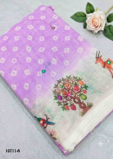 Lathika -10711-B Lavander Color Excellent Linen Saree CM1478078 (RR4C)