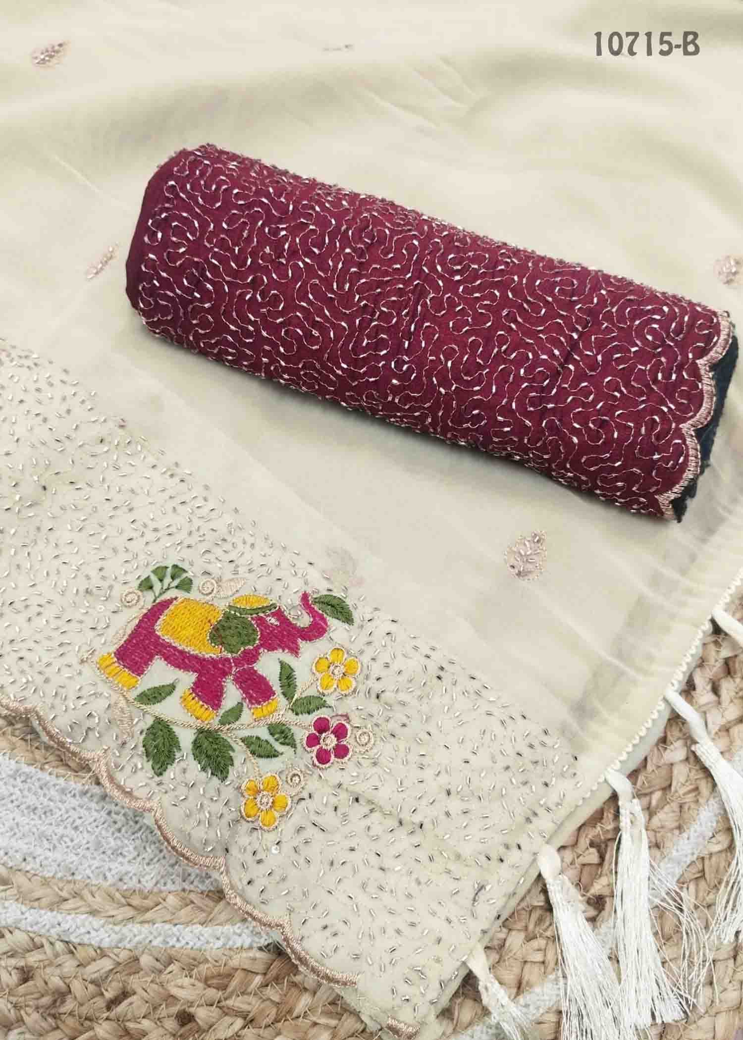 Kaviya -10715-B Tan Color Excellent Designer Saree CM1474448 (RR4C)