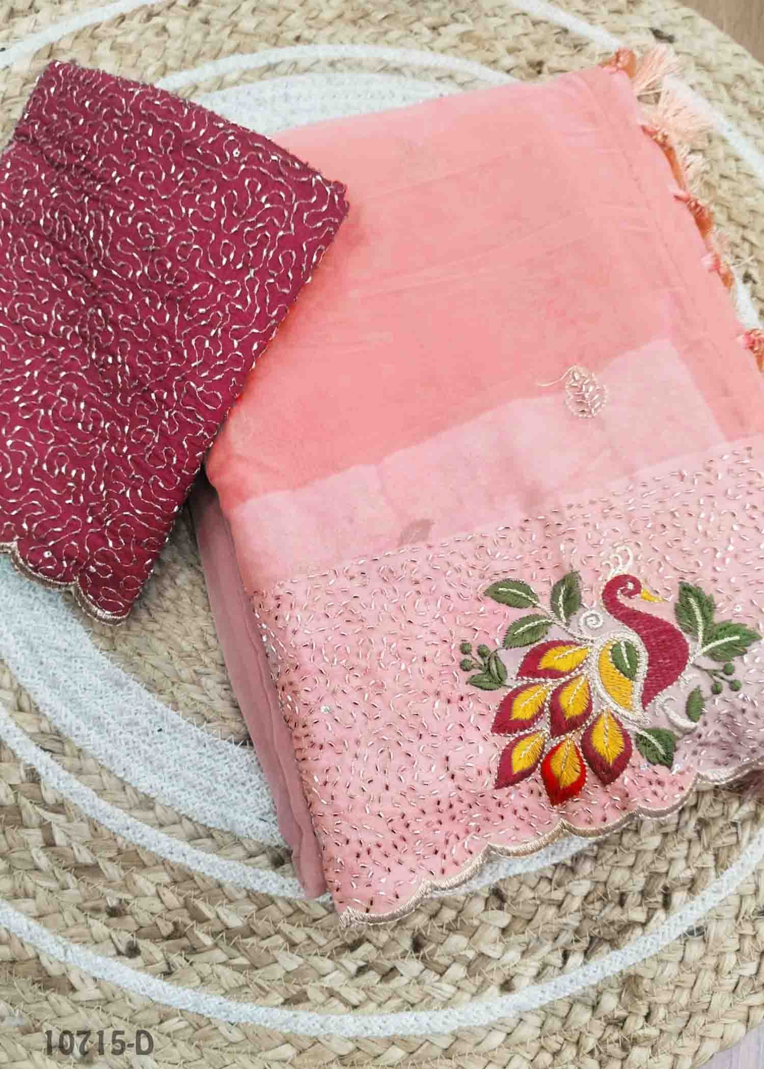 Kaviya -10715-D Peach Color Excellent Designer Saree CM1474448 (RR4C)