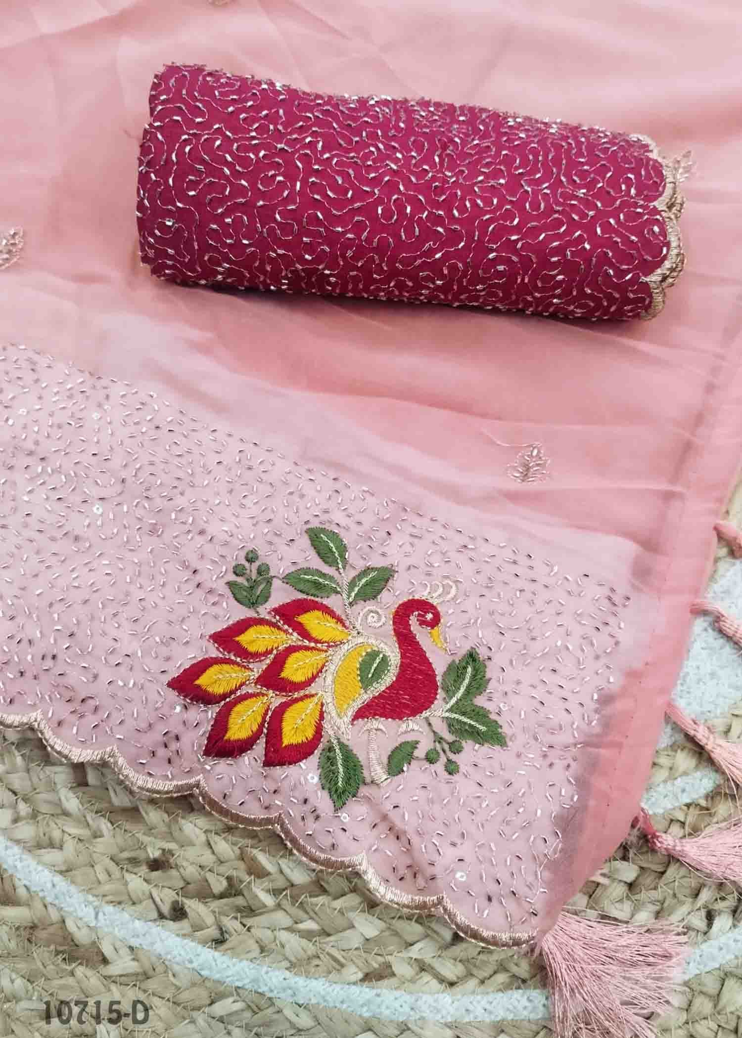 Kaviya -10715-D Peach Color Excellent Designer Saree CM1474448 (RR4C)