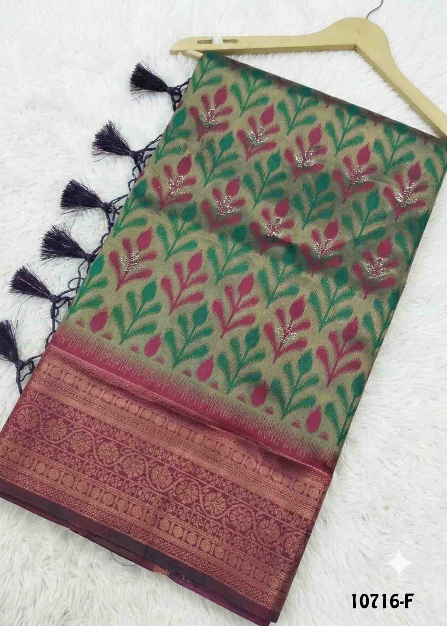 Priya -10716-F MehendiGreen Color Excellent Crepe silk Saree CM1491774 (RR4C)