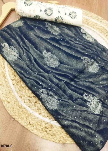Jackulene -10718-C DarkNavyBlue Color Excellent Georgette Saree CM1473434 (RR4C)