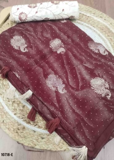 Jackulene -10718-D Maroon Color Excellent Georgette Saree CM1473434 (RR4C)