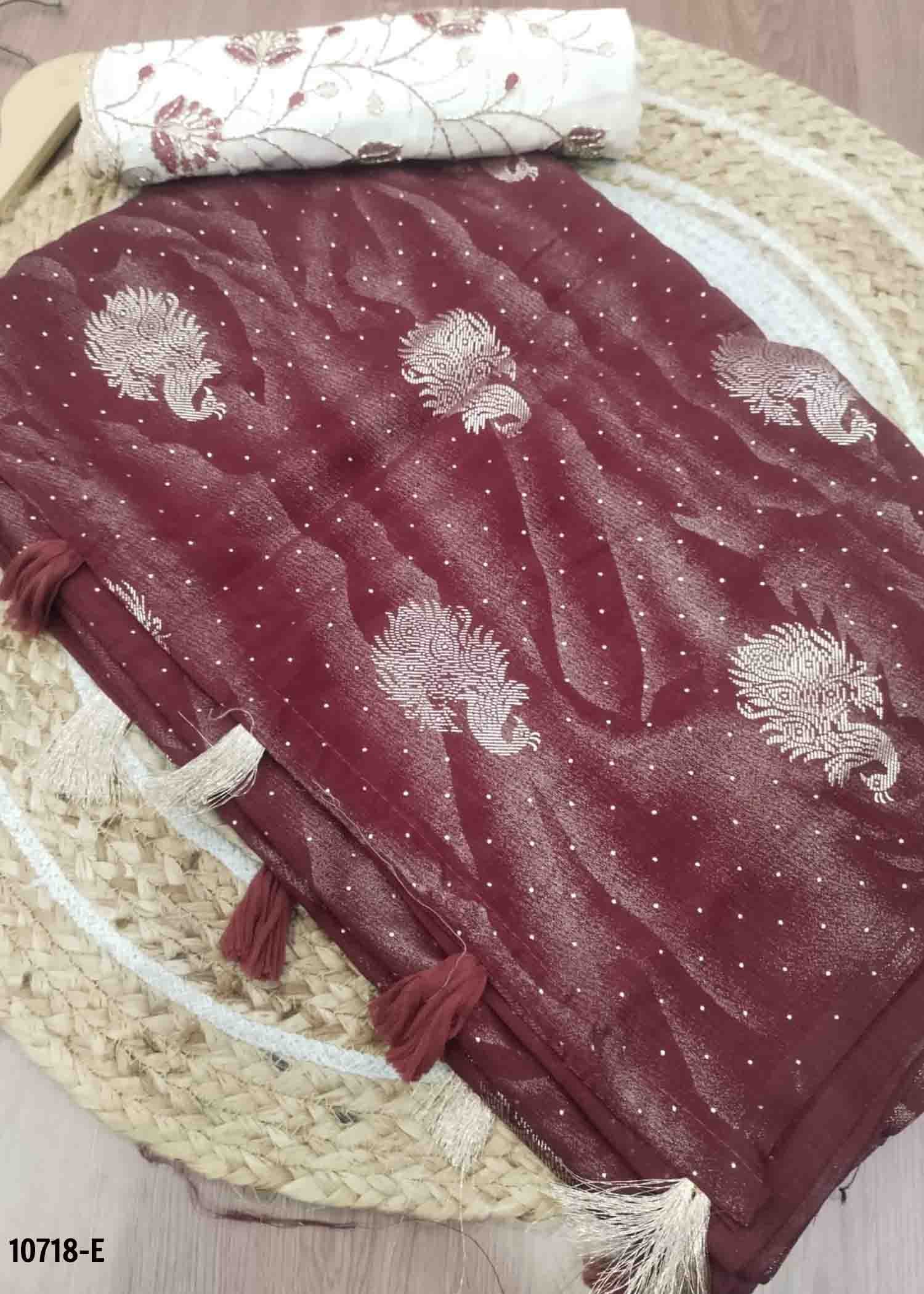 Jackulene -10718-D Maroon Color Excellent Georgette Saree CM1473434 (RR4C)