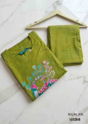 Devika- 10728-B  OliveGreen Color Cotton Readymade Salwar CM1494555 (LR6C)