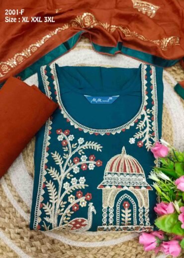 Raashmitha- 2001-F PeacockBlue Color Vertican Readymade Salwar CM1467420 (RR6C)