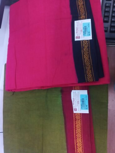 Kalpana 10750-A Pink And Green Color Chungudi Cotton Saree CM1419075