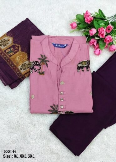 Thanvika- 1001-H FlamingoPink Color Roman Silk Readymade Salwar CM1467423 (RR6C) - XXL